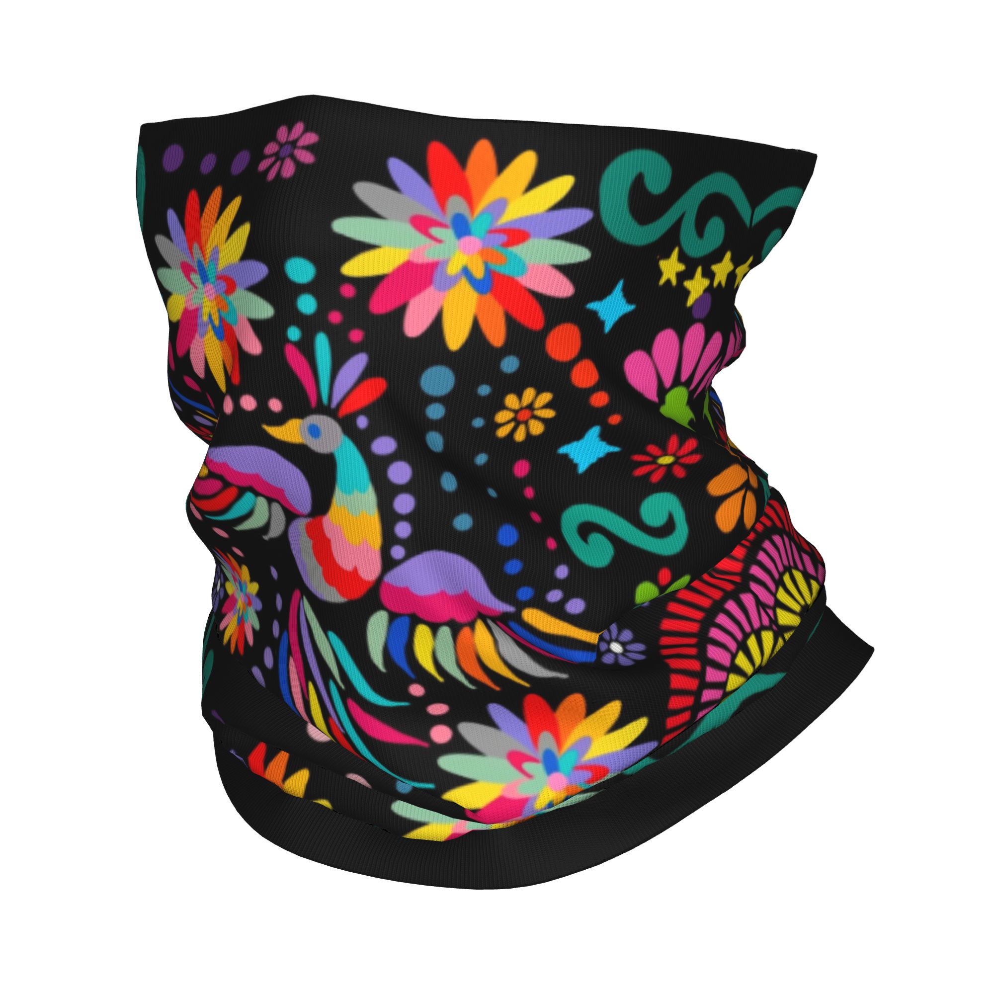 Neck Gaiter Fleece - Personalizado mexicano floral flor têxtil bandana