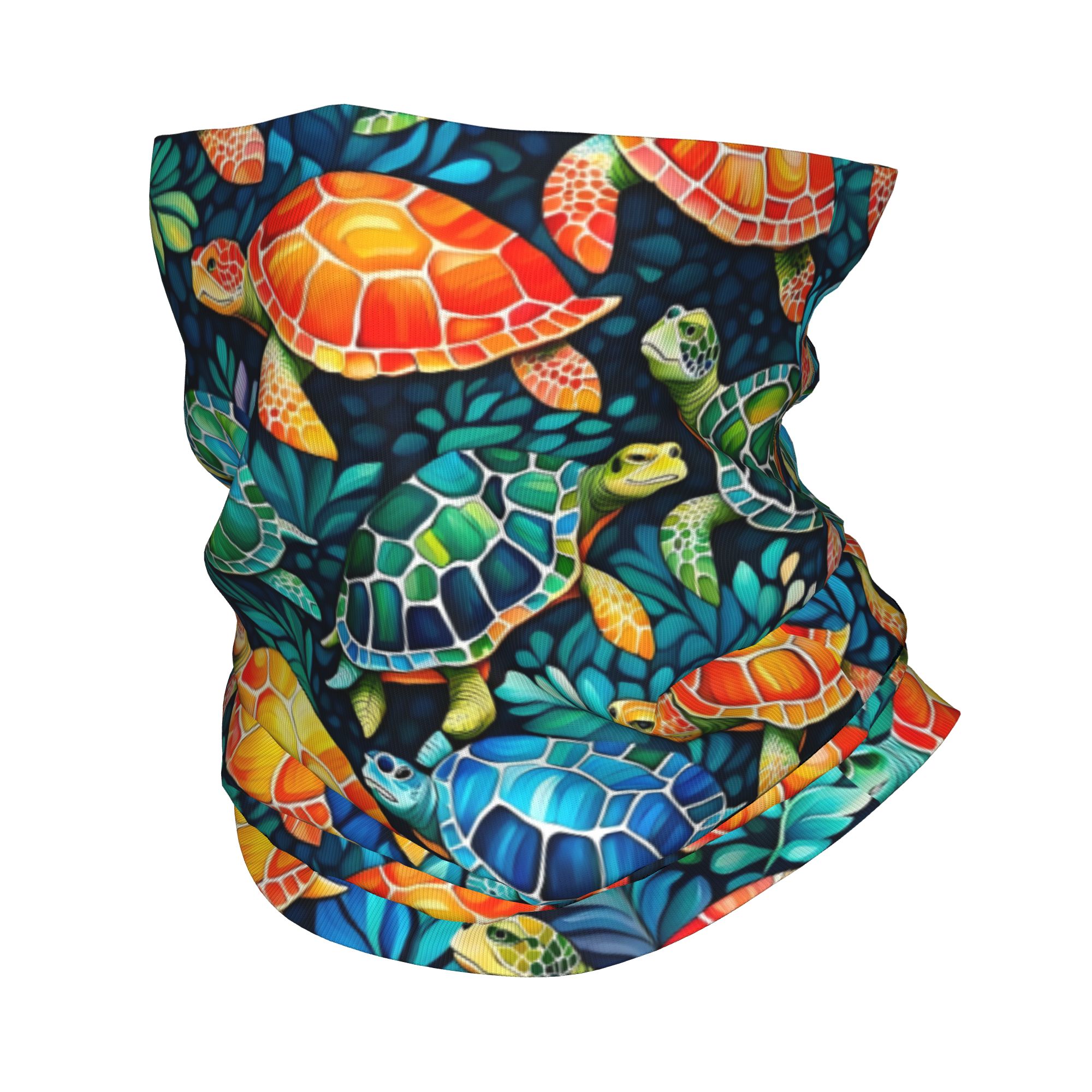 Neck Gaiter Fleece - Personalizado engraçado colorido tartaruga marinha pescoço