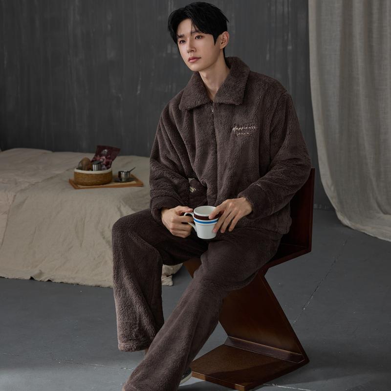 Conjunto de pijamas masculinos - Flannel Shirt Lined avaliação e preço