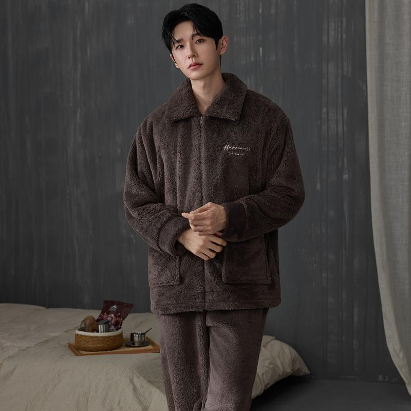 Conjunto de pijamas masculinos - Flannel Shirt Lined avaliação e preço
