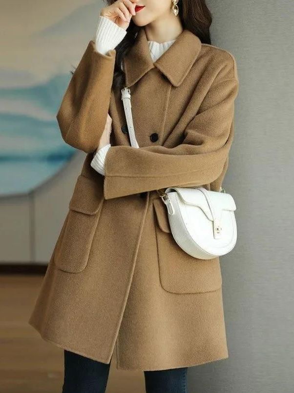 Casaco de Lã Estiloso de Compr - Wool Coat Peacoat avaliação e preço