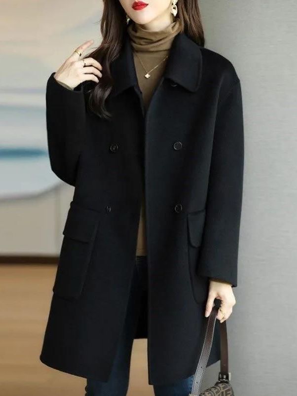 Casaco de Lã Estiloso de Compr - Wool Coat Peacoat avaliação e preço