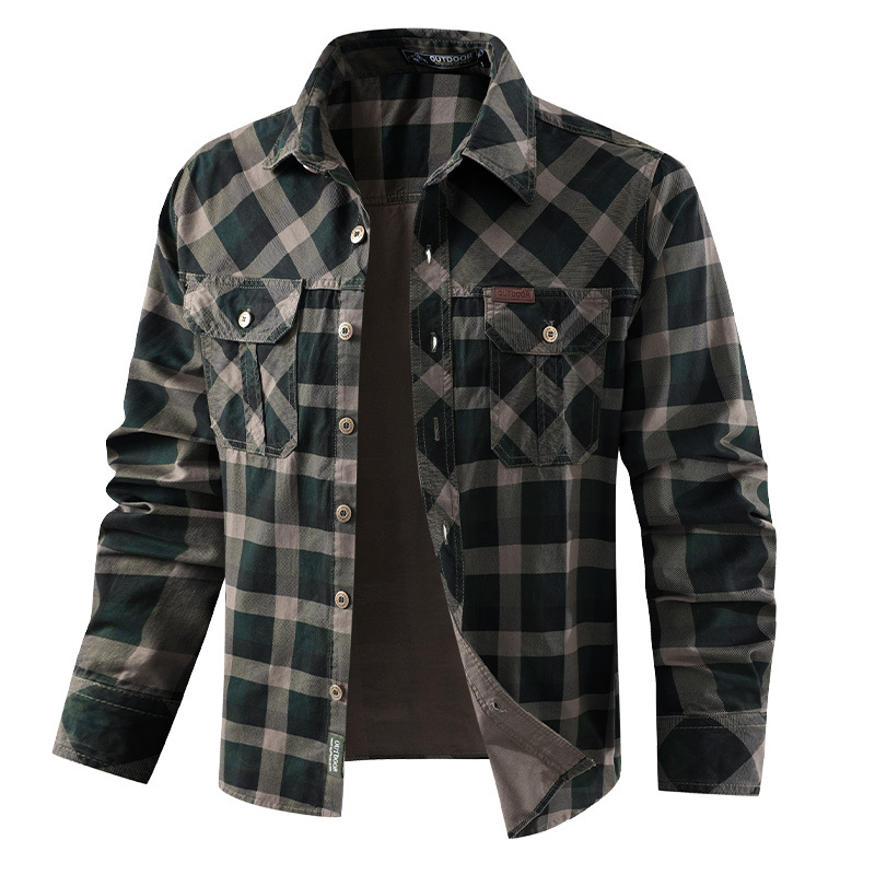 Camisas casuais xadrez masculi - Flannel Shirt Lined avaliação e preço
