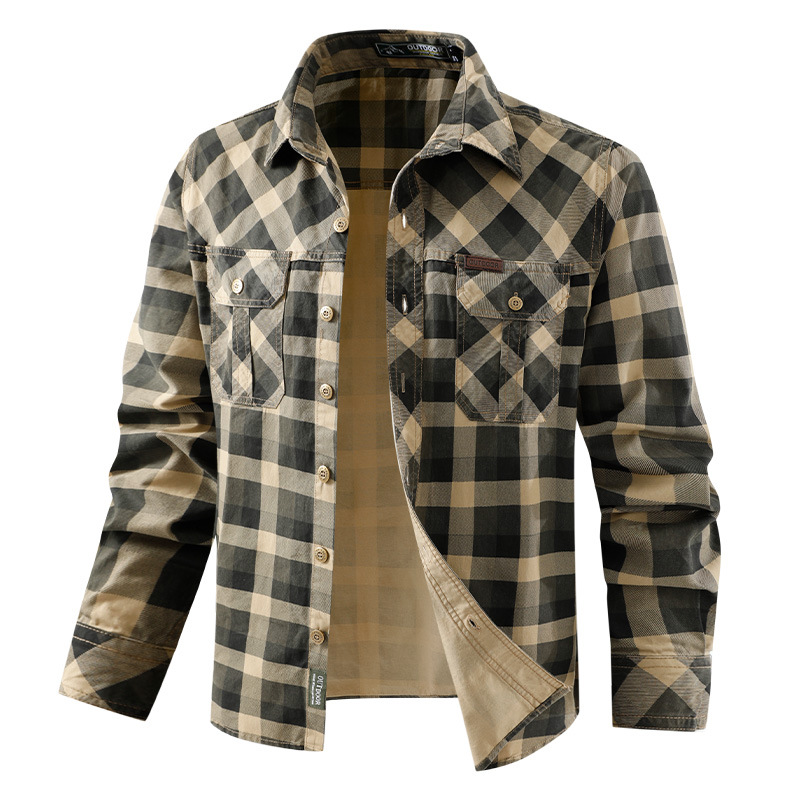 Camisas casuais xadrez masculi - Flannel Shirt Lined avaliação e preço
